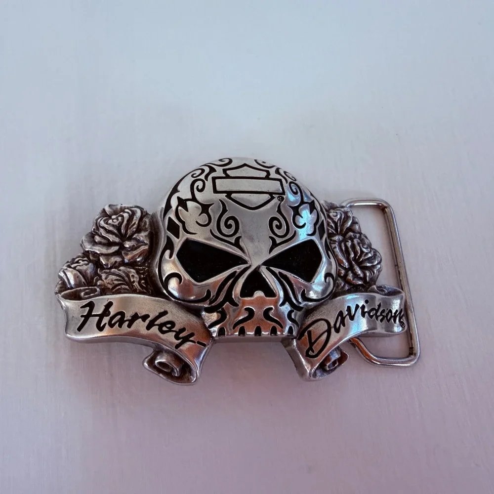 Harley-Davidson Belt Buckle Unisex Silver Sugar Skull 2013 Rose Biker Accessory